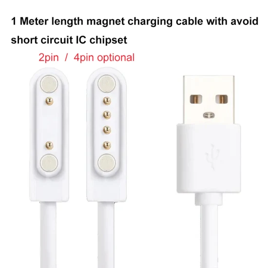 Universal 2 pinos 4 pinos 5 pinos 7,62 mm Espaço Crianças Idosos GPS Relógio inteligente USB Cabo de carregamento magnético 1 metro de comprimento com evitar curto-circuito IC C01